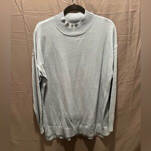 Belle by Kim Gravel High Low Mock Neck Tunic Sweater, Steele Blue, Lg